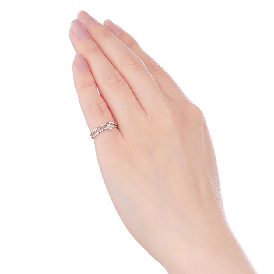 ジュエリーツツミ K10ホワイトゴールドダイヤモンドリング（ピンキー