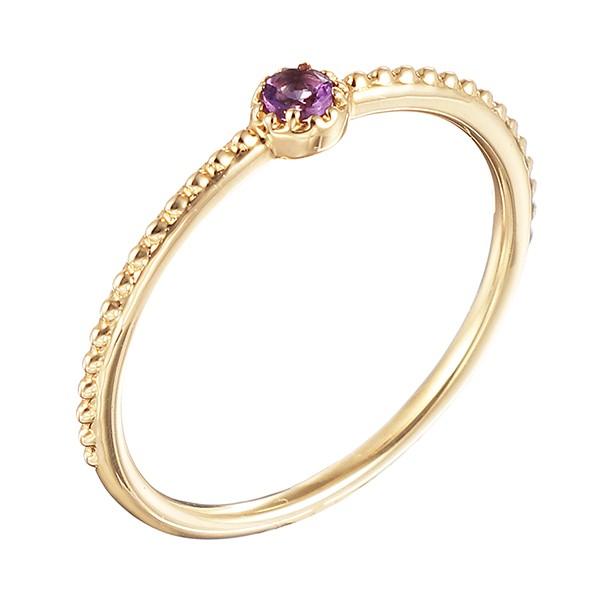ジュエリーツツミ K10イエローゴールドアメシストリング（ピンキー