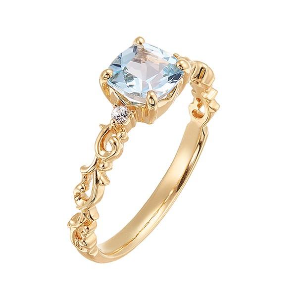 【ツツミ】K10 ピンキーリング ブルートパーズ　キュービックジルコニア ツツミ】K10 ピンキーリング ブルートパーズ キュービックジルコニア