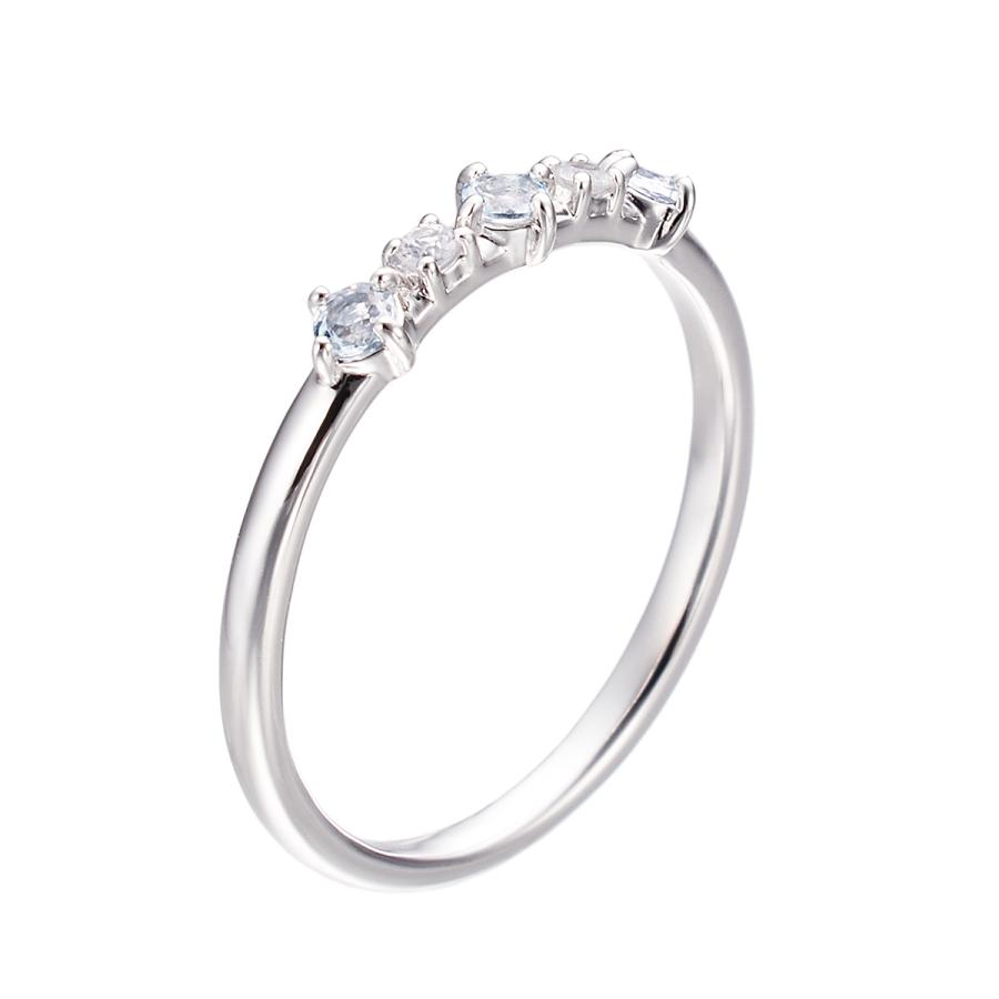 ジュエリーツツミ K10ホワイトゴールドアクアマリンリング（ピンキー