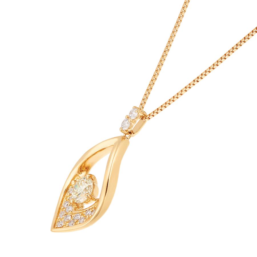 鑑定書付きダイヤモンド ネックレス k18 イエローゴールド 0.3カラット 天然ダイヤモンド ネックレス 0.3ct K18イエローゴールド 取り巻き