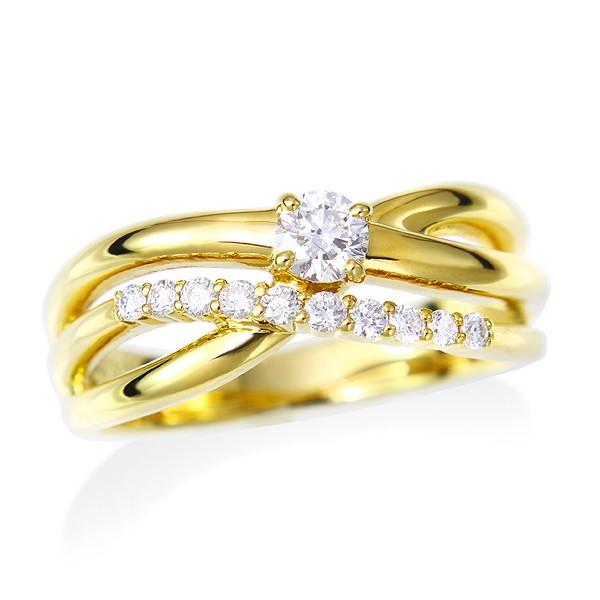 ジュエリーツツミ K18イエローゴールド鑑定書付ダイヤモンドリング