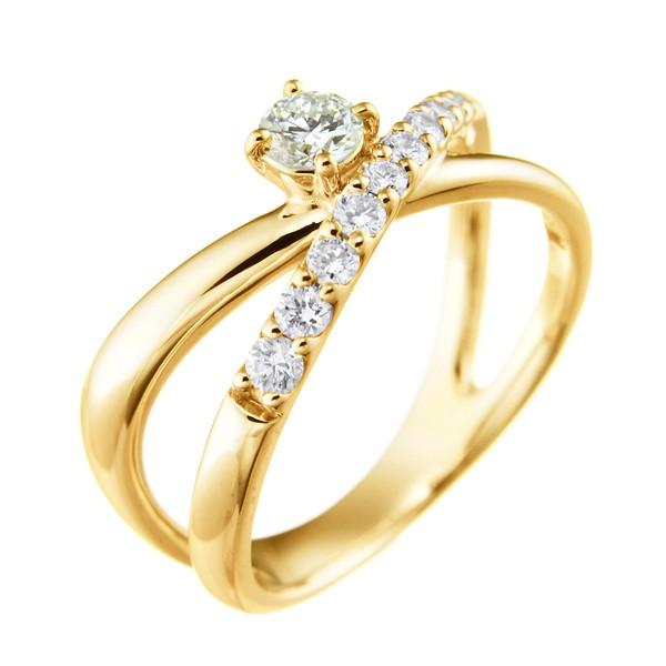 ジュエリーツツミ K18イエローゴールド鑑定書付ダイヤモンドリング