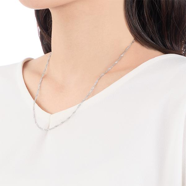 k14 ネックレス　ホワイトゴールド　ジュエリーツツミ K14ホワイトゴールドネックレス（45cm）(RNC780)|TSUTSUMI