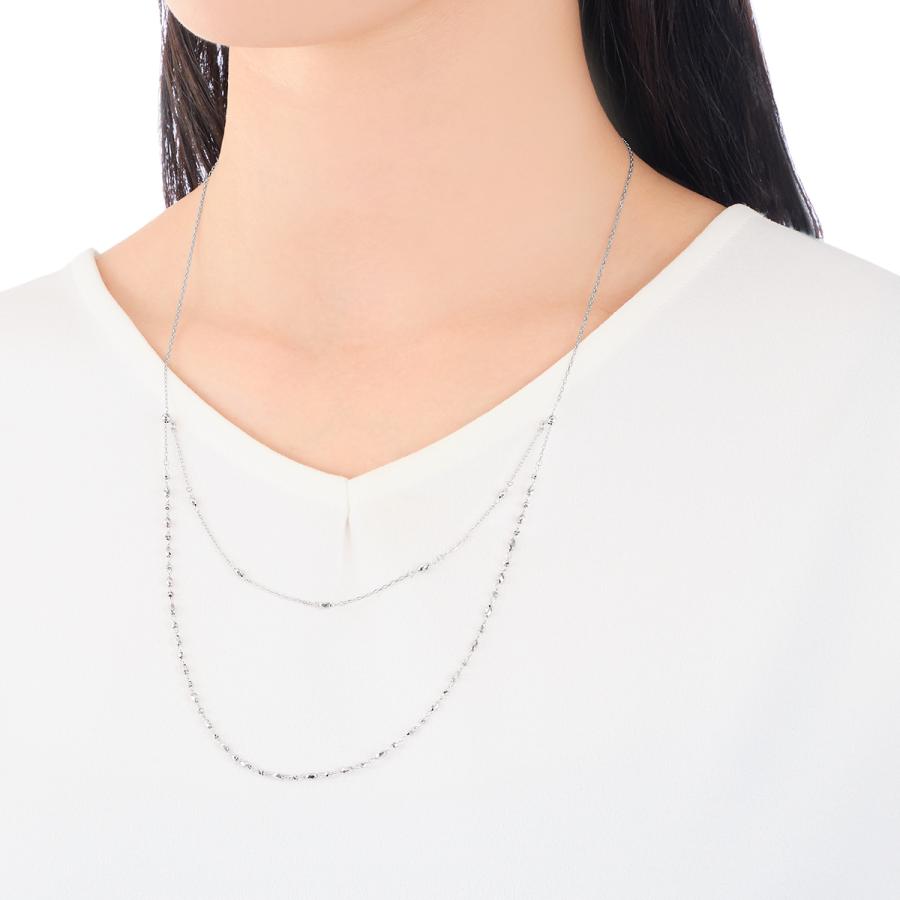18KT ホワイトゴールドネックレス ロングネックレス ジュエリーツツミ K18ホワイトゴールドロングネックレス