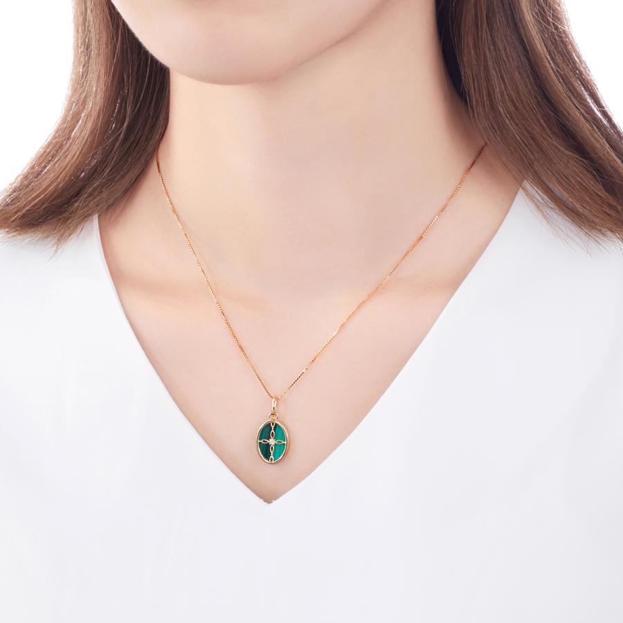 ジュエリーツツミ K10イエローゴールドマラカイトペンダント