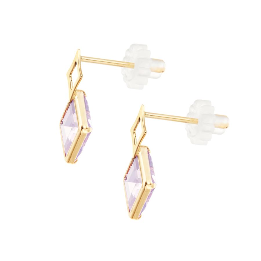 ジュエリーツツミ K10イエローゴールドピンクアメシストピアス