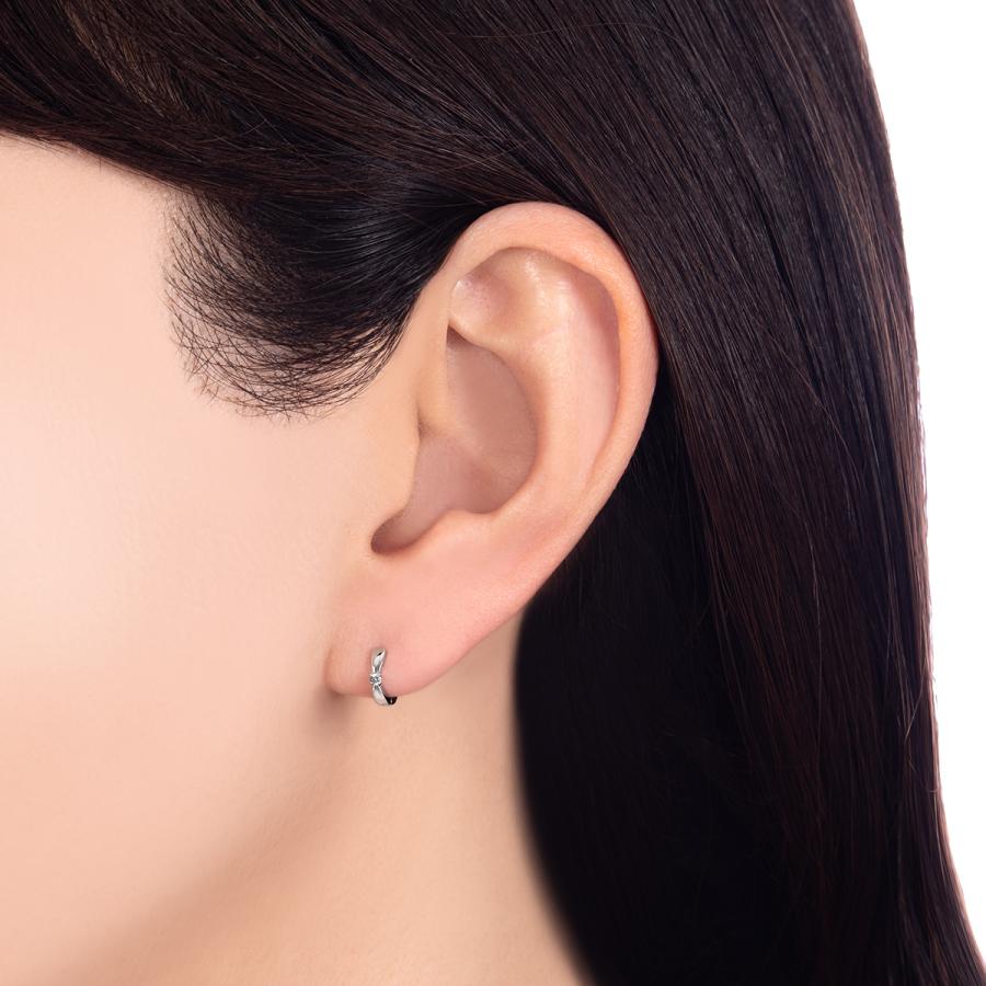 K10 ホワイトゴール ダイヤ 中折れタイプ フープピアス TSUTSUMI ジュエリーツツミ K10ホワイトゴールドダイヤモンドピアス フープ