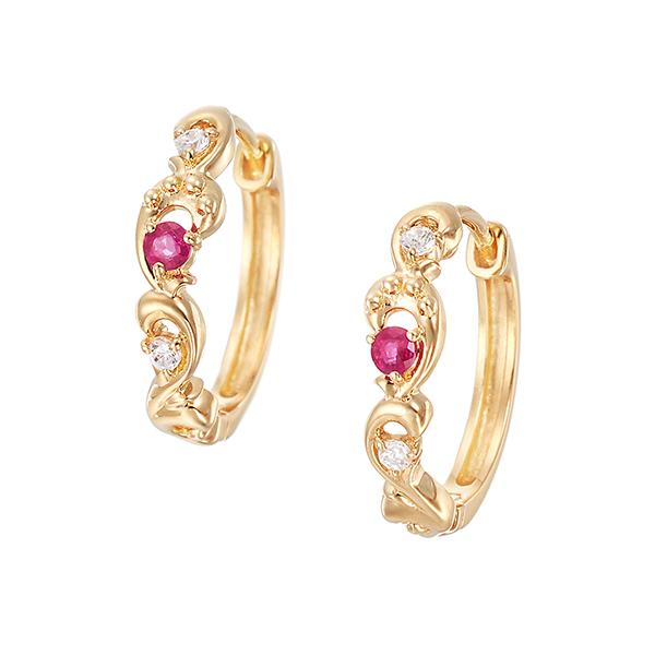 ジュエリーツツミ K10イエローゴールドルビーピアス : ジュエリー