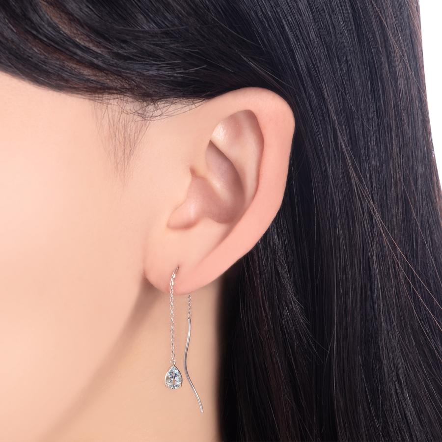 ジュエリーツツミ K10ホワイトゴールドアクアマリンピアス