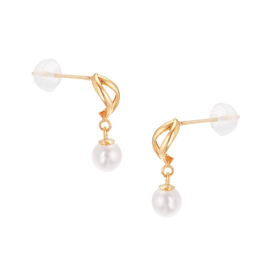 ジュエリーツツミ K18イエローゴールド淡水パールピアス（4mm