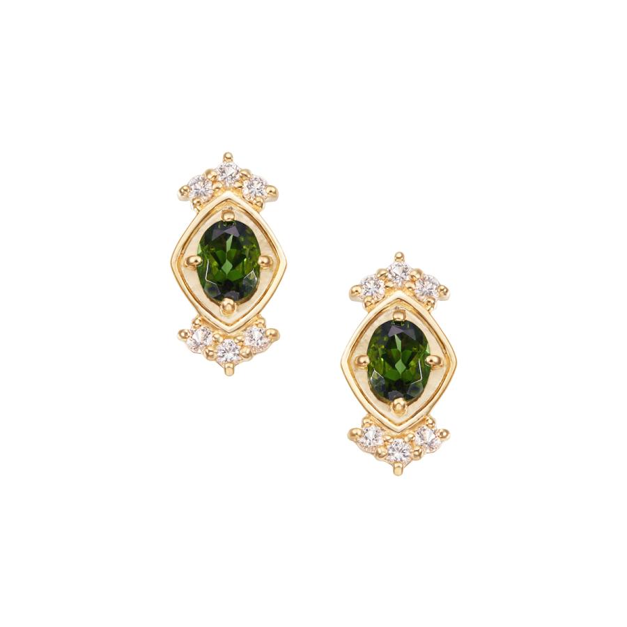 TSUTSUMI グリーントルマリン×ダイヤ ピアス K18