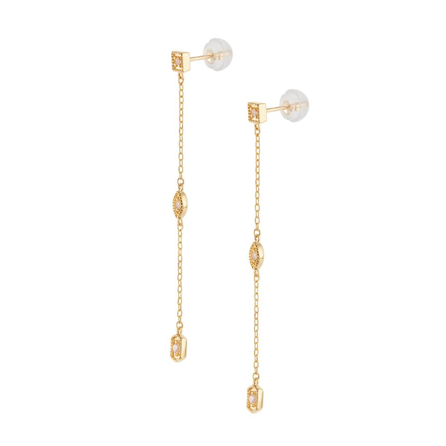 K10イエローゴールドダイヤモンドピアス 