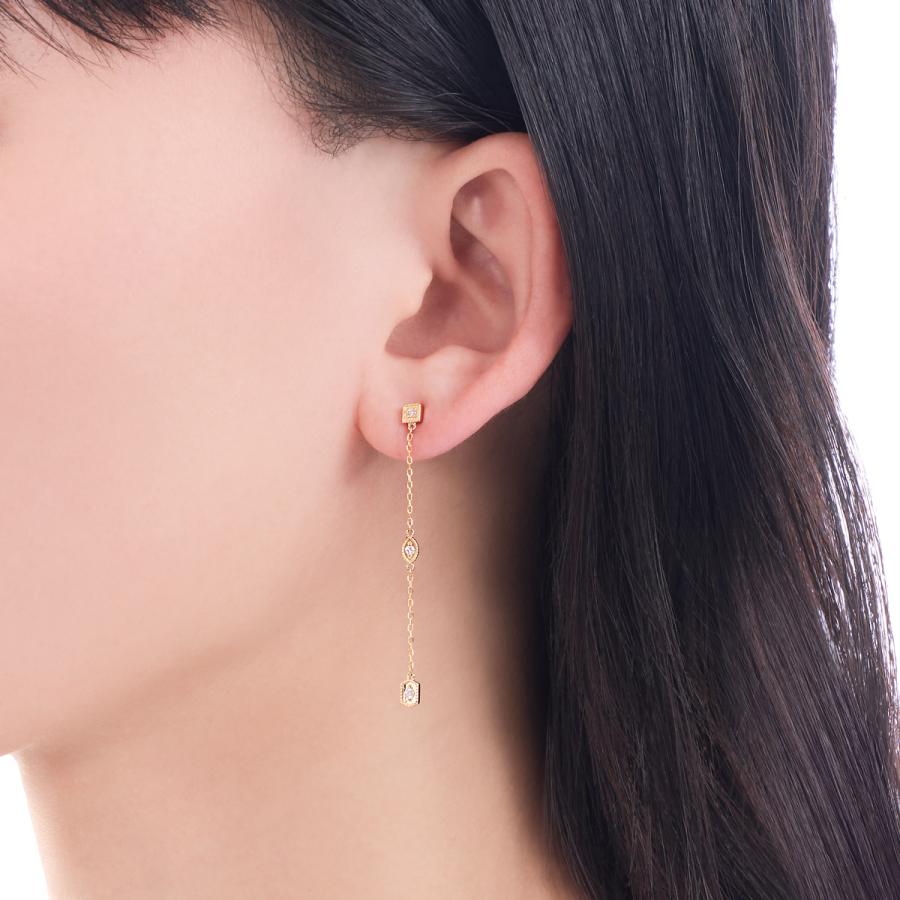 K10イエローゴールドダイヤモンドピアス 