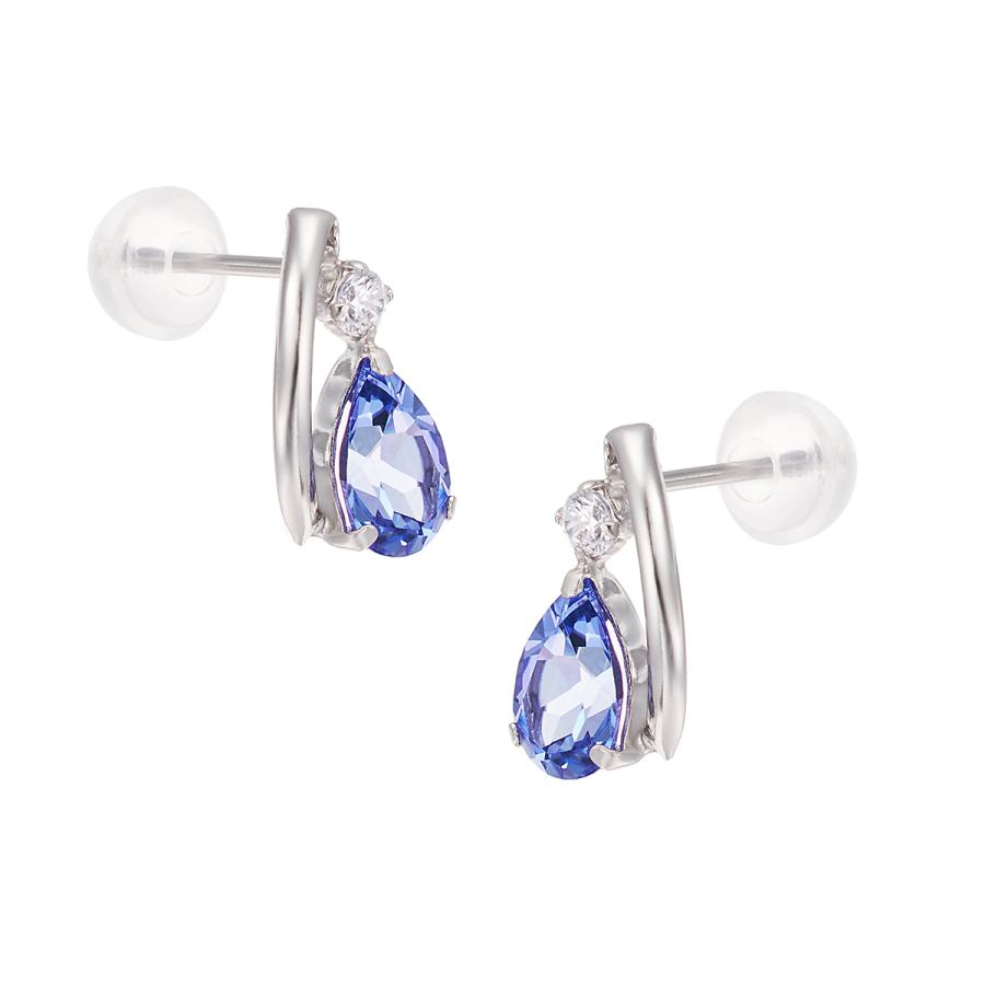 K10ホワイトゴールドタンザナイトピアス 