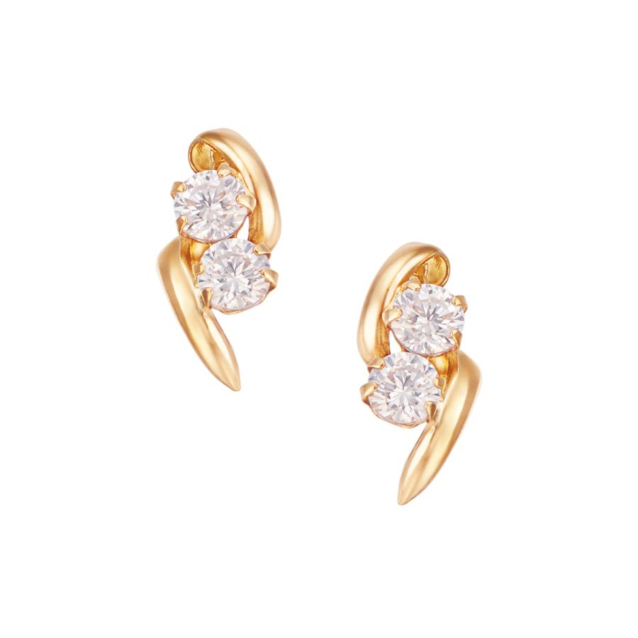 ジュエリーツツミ K18イエローゴールドキュービックピアス