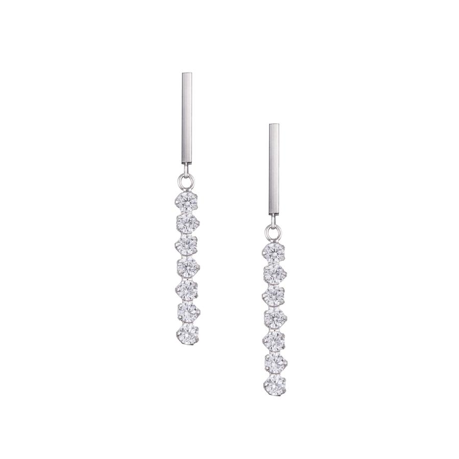 ジュエリーツツミ K10ホワイトゴールドキュービックピアス