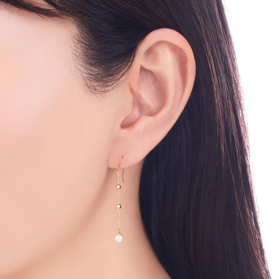 K10イエローゴールド淡水パールピアス（4mm）の画像