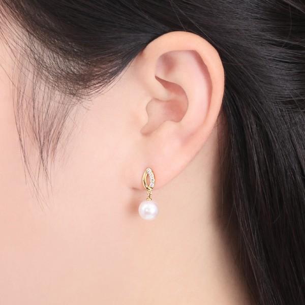 ジュエリーツツミ K18イエローゴールドアコヤ真珠ピアス（7.5mm