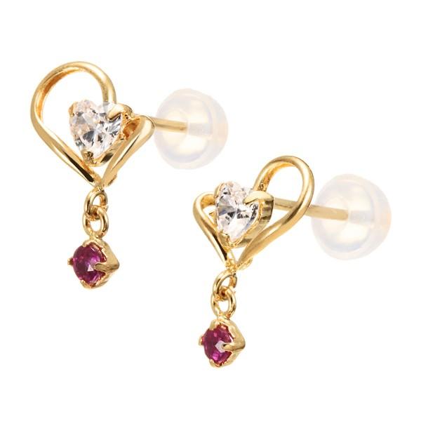 ルビーピアス18K（ジュエリーツツミ） K18イエローゴールドルビーピアス(RPE704-002)|TSUTSUMI（ジュエリー