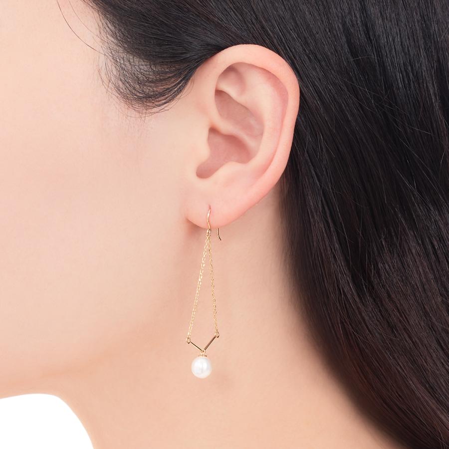 ジュエリーツツミ K10イエローゴールド淡水パールピアス（6.5mm