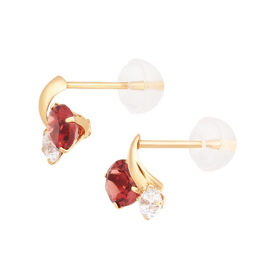 ジュエリーツツミ K18イエローゴールドアルマンダインガーネットピアス