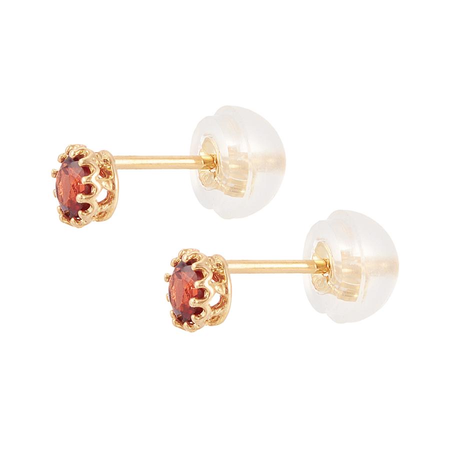 ジュエリーツツミ K18イエローゴールドアルマンダインガーネットピアス