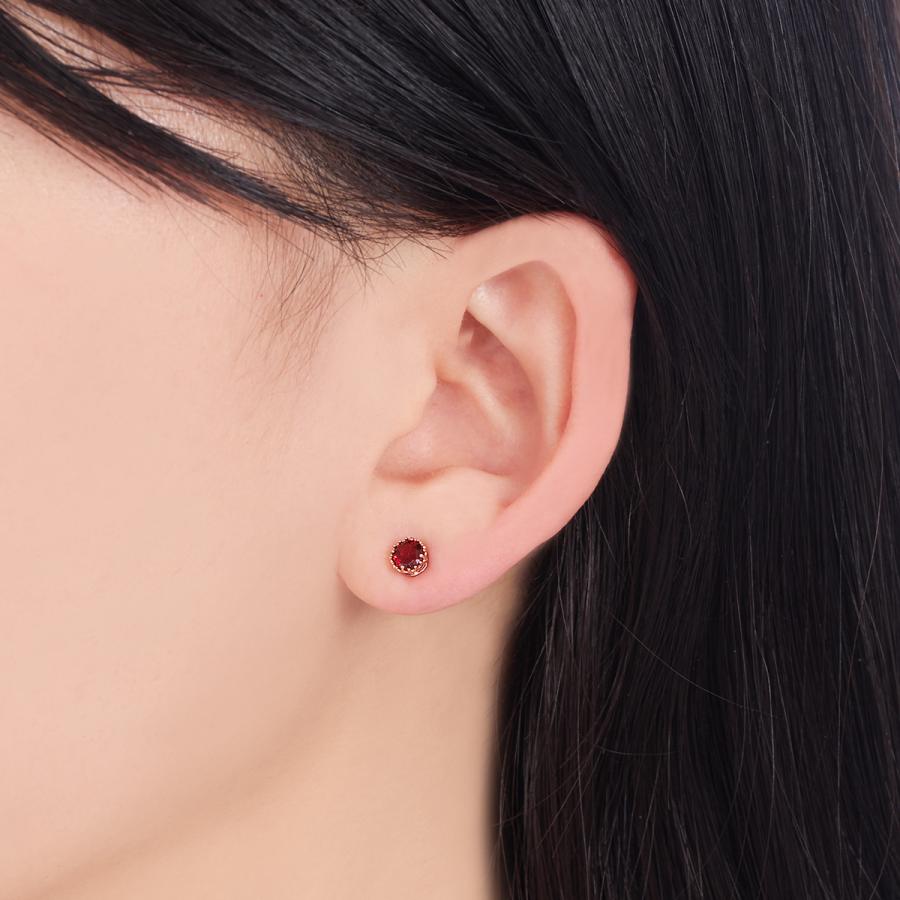 【TSUTSUMI】ガーネット　ピアス　K10 直径約1cm K10イエローゴールドアルマンダインガーネットピアス(RPE804-002