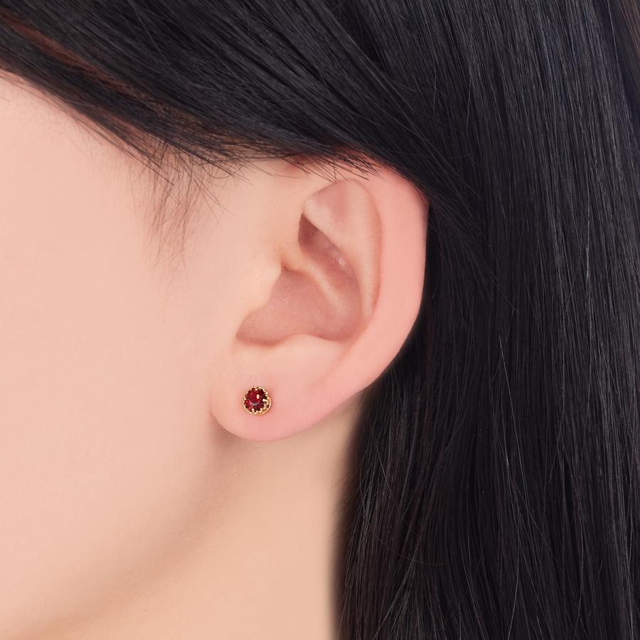 ジュエリーツツミ K18イエローゴールドアルマンダインガーネットピアス