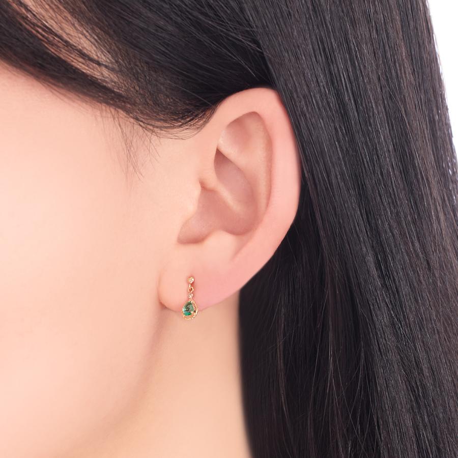 ジュエリーツツミ K10イエローゴールドエメラルドピアス : ジュエリー