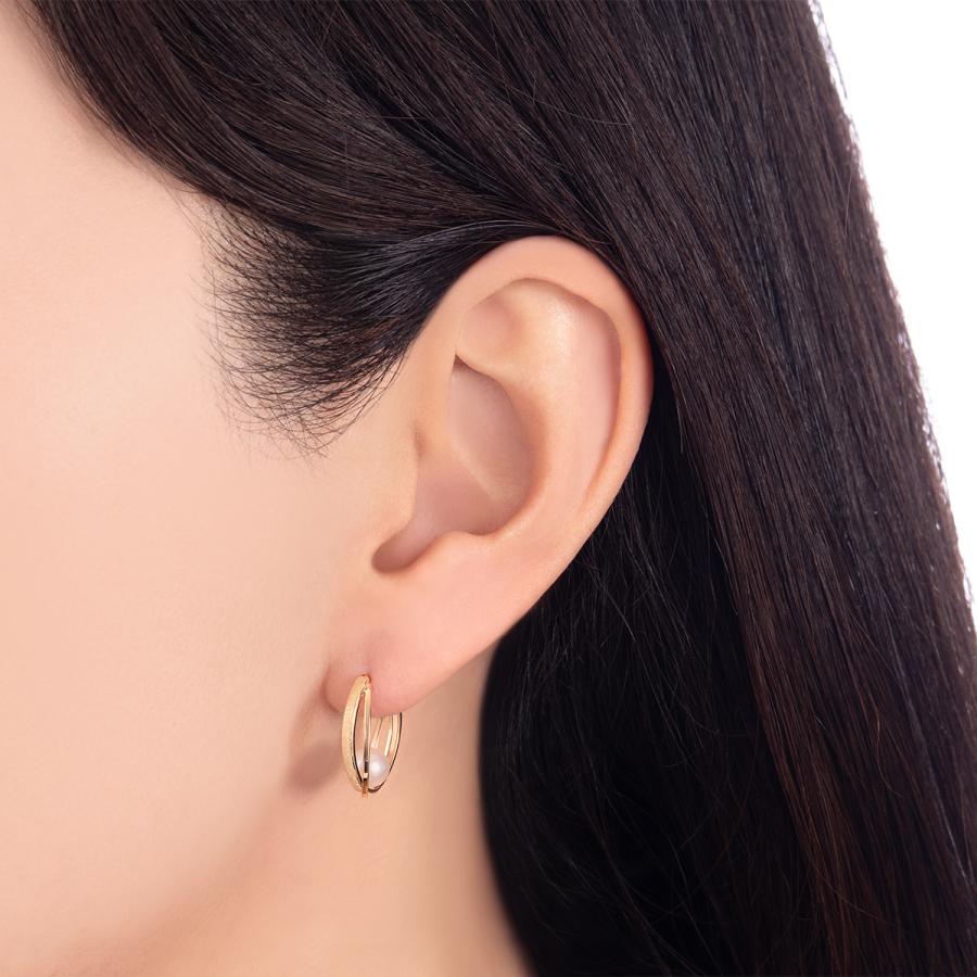 K10イエローゴールド淡水パールピアス（6mm）の画像