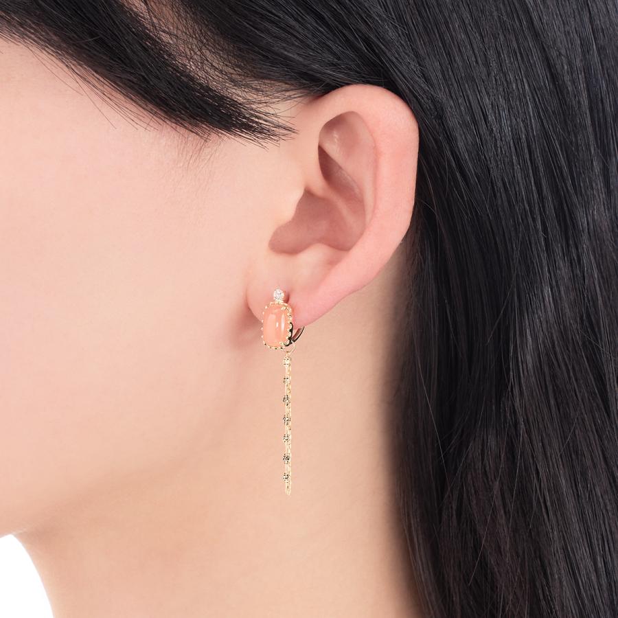 ジュエリーツツミ K10イエローゴールドオレンジムーンストーンピアス