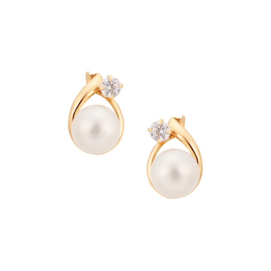 ジュエリーツツミ K18イエローゴールド淡水パールピアス : ジュエリー