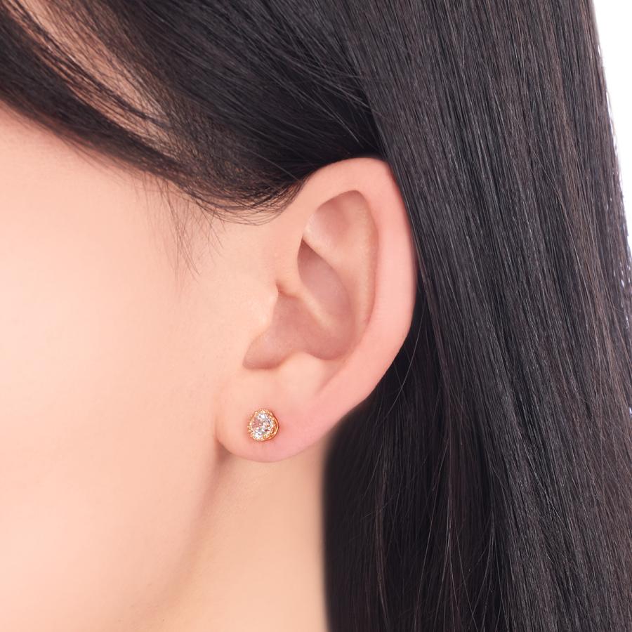 ジュエリーツツミ K18イエローゴールドキュービックピアス