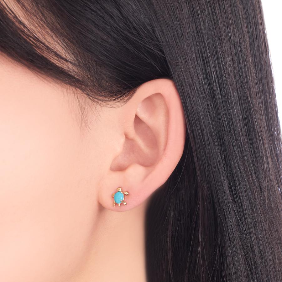 ジュエリーツツミ K10イエローゴールドターコイズピアス K10イエローゴールドターコイズピアス(RPE587-003)|TSUTSUMI