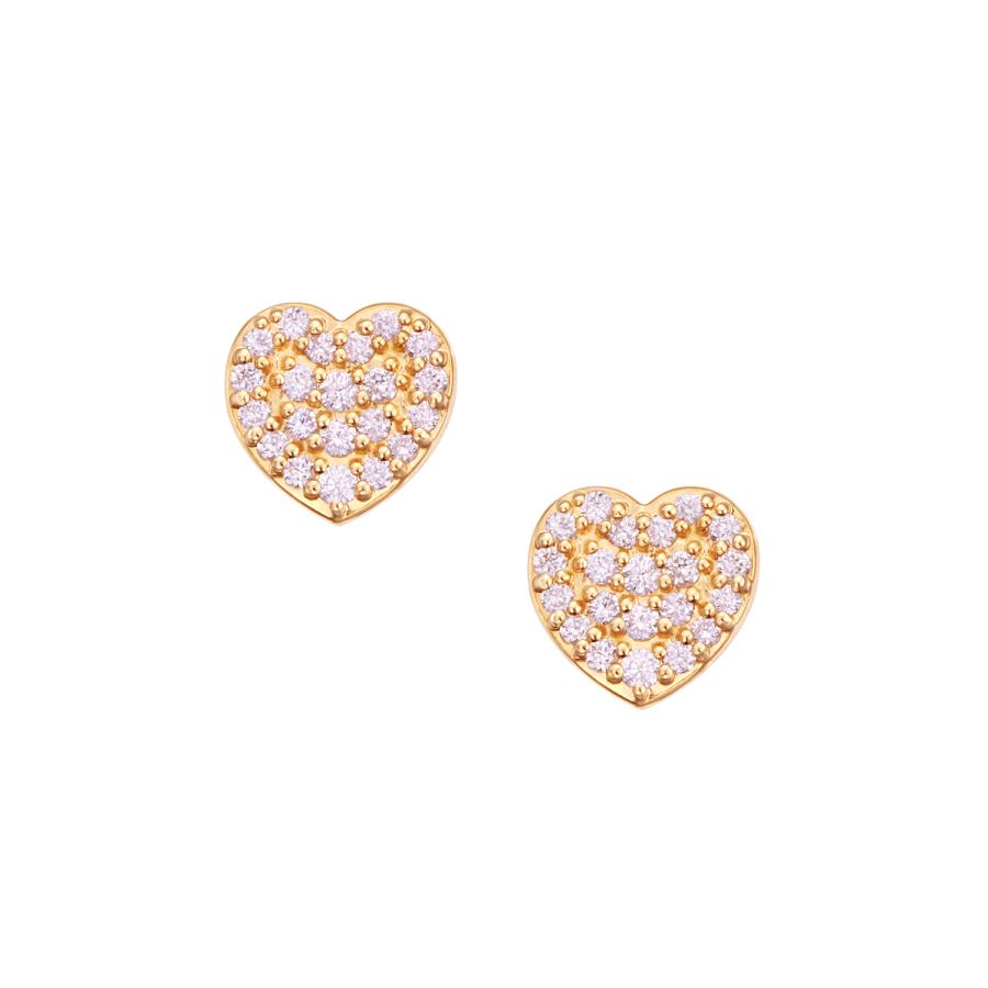 ツツミ　18Kダイヤピアス　ハートパヴェ ジュエリーツツミ K18イエローゴールドダイヤモンドピアス