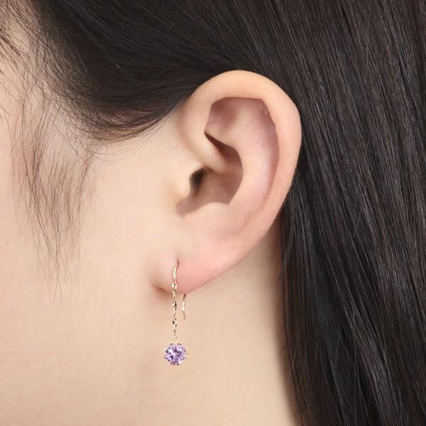 ジュエリーツツミ K10イエローゴールドライトアメシストピアス