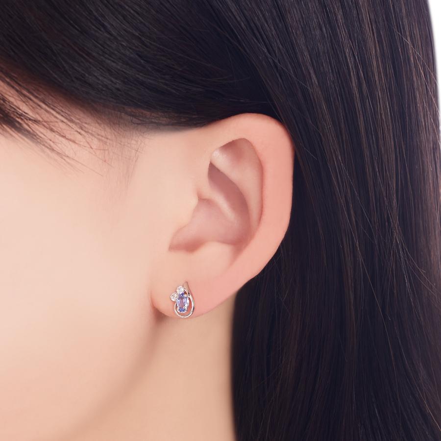 ジュエリーツツミ K10ホワイトゴールドタンザナイトピアス