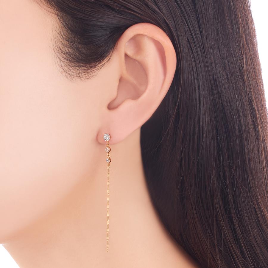 ジュエリーツツミ K10イエローゴールドキュービックピアス