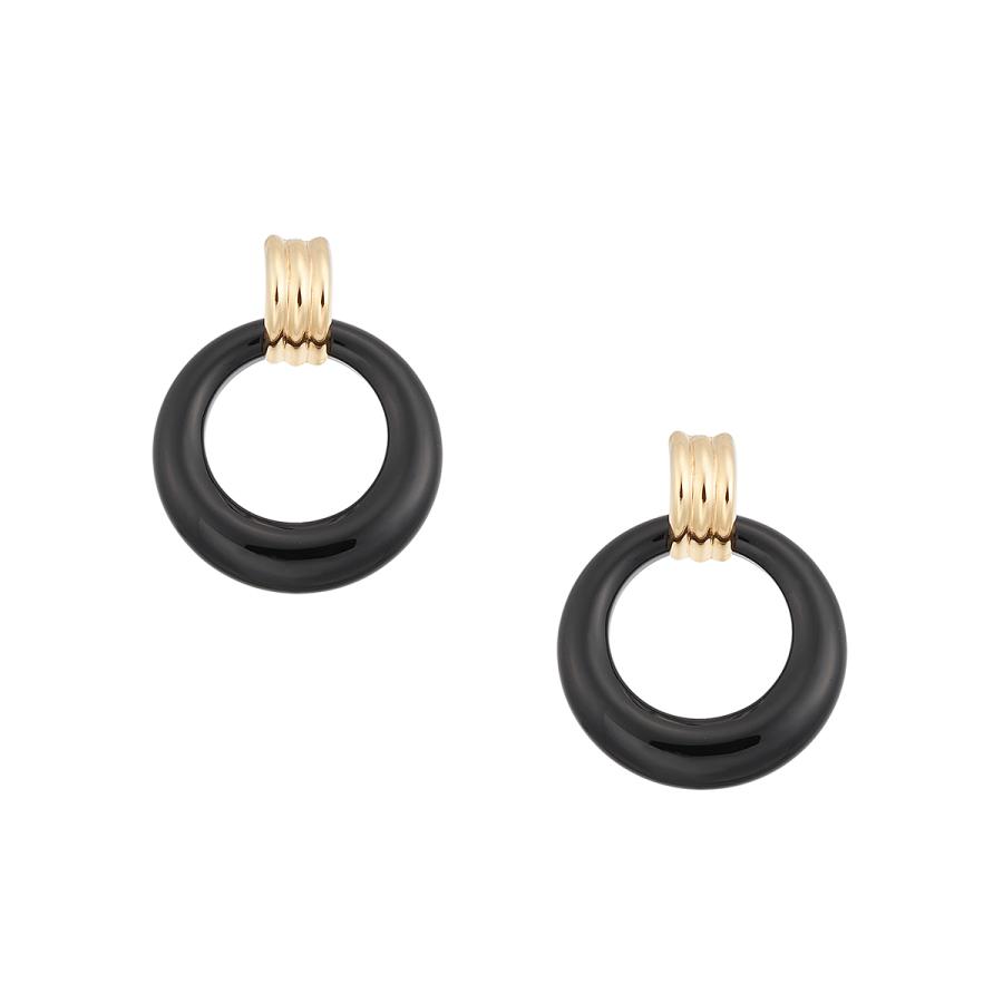 NatsuJoueteK10WGピアスブラックカルセドニーホワイトゴールド K10WG ピアス ブラックカルセドニー（037645） ｜ women（ウィメンズ