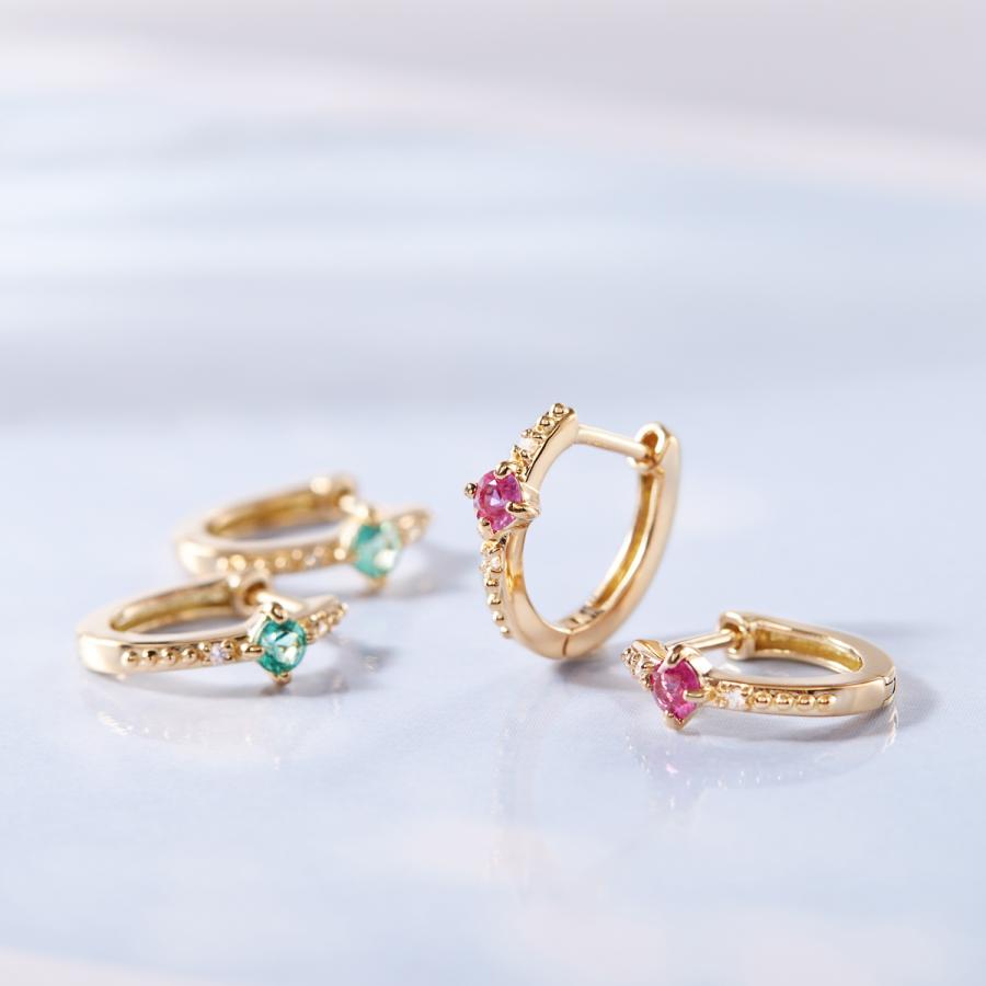 ジュエリーツツミ K18イエローゴールドルビーピアス : ジュエリー