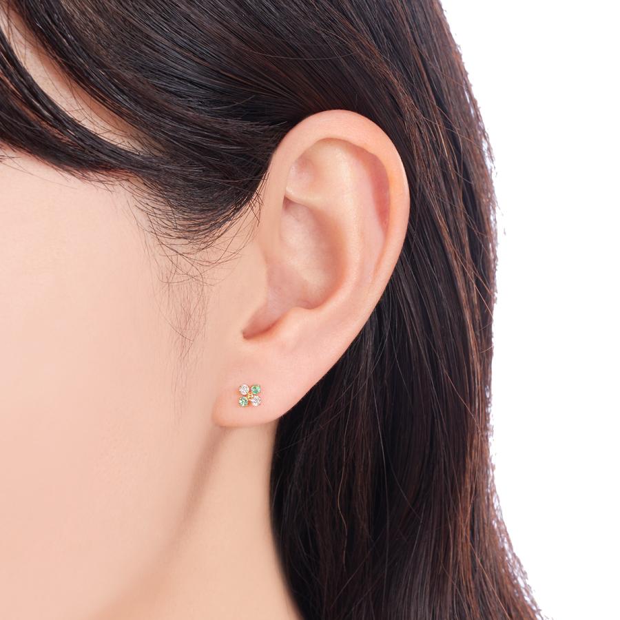K18イエローゴールドエメラルドピアス ジュエリーツツミ K18イエローゴールドエメラルドピアス(RPE734-002)|TSUTSUMI