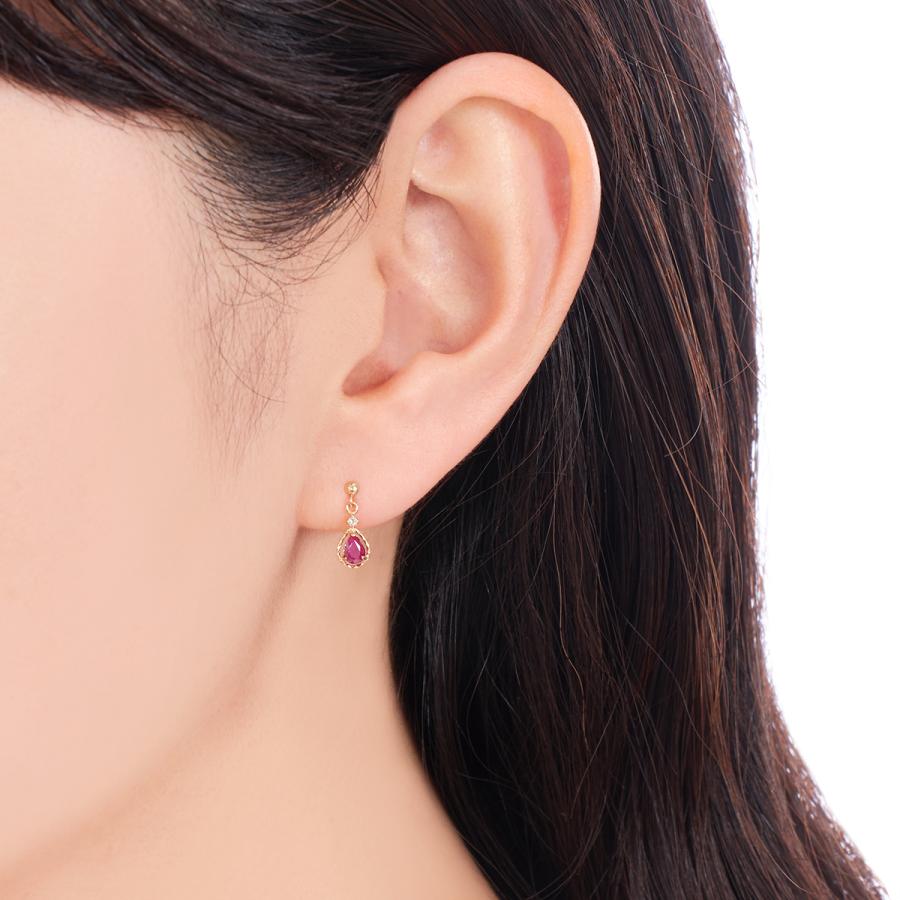 ジュエリーツツミ K10イエローゴールドルビーピアス : ジュエリー