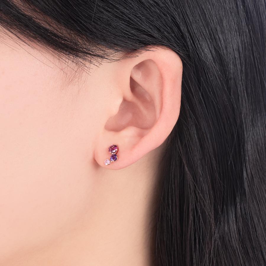 ジュエリーツツミ K10ピンクゴールドマルチストーンピアス