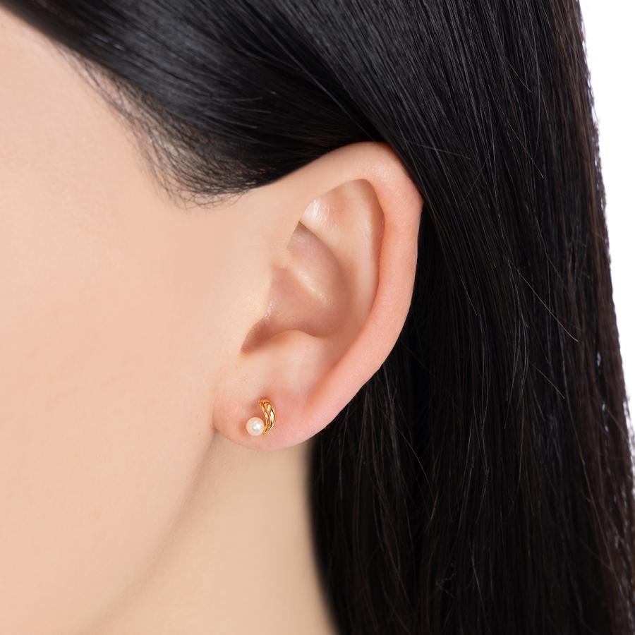 K18 淡水パール ピアス ジュエリーツツミ K18イエローゴールド淡水パールピアス（2.5mm