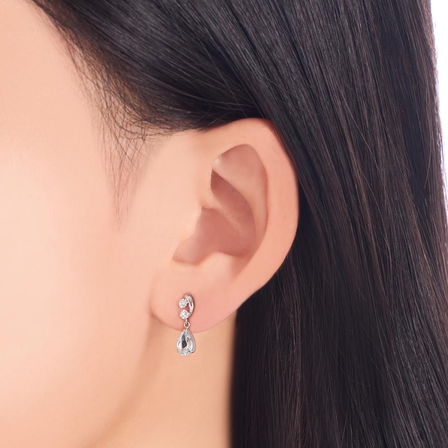 ジュエリーツツミ K10ホワイトゴールドアクアマリンピアス