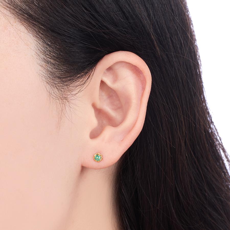ジュエリーツツミ K18イエローゴールドエメラルドピアス