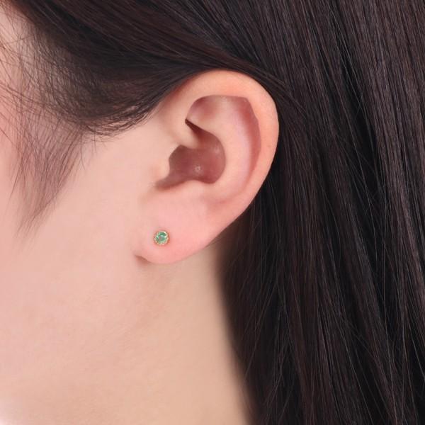 ジュエリーツツミ K18イエローゴールドエメラルドピアス