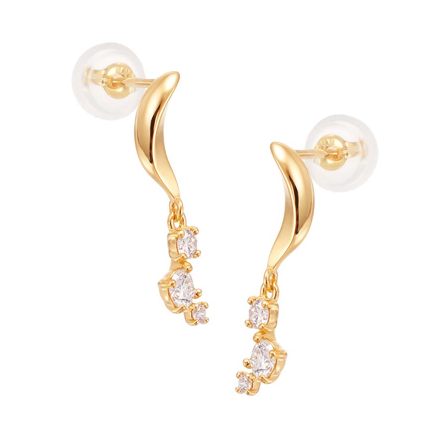 K18イエローゴールドダイヤモンドピアス 