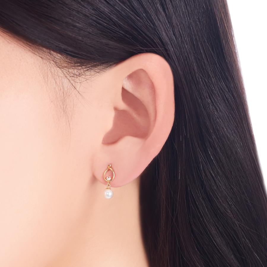 TSUTSUMI K18ダイヤモンドピアス　淡水パール K18イエローゴールド淡水パールピアス（5.5mm)(RPE224)|TSUTSUMI
